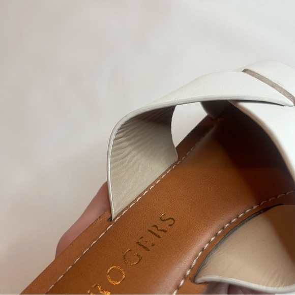 Jack Rogers Classic White Leather Sloane Slotted X Band Slip On Sandals Size 6M - Picture 6 of 16